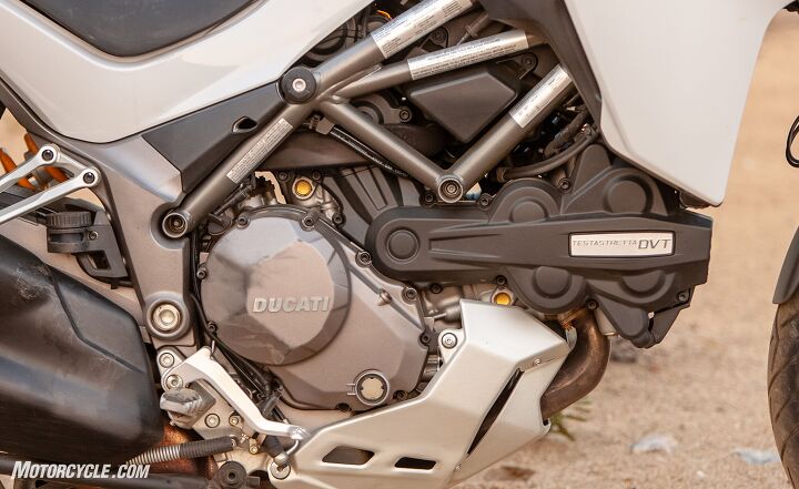 2018 big bore adventure touring shootout part 1 street, The biggest change for the 2018 Multistrada is the 1262 cc DVT L Twin engine shared from the XDiavel When run on our dyno the Multi 1260 pumped out 140 hp at 9 300 rpm and 86 2 lb ft of torque at 7 600