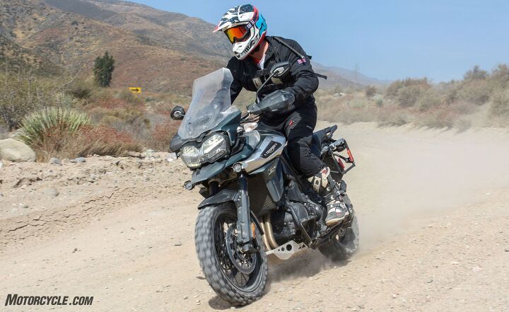2018 big bore adventure touring shootout part 2 we do it in the dirt, Billy Tinnell another one of our invited guest testers is an avid ADV off road rider with a Tiger 800 and CRF450X of his own He was most curious to see how these big bore bikes compared to the smaller ones he usually rides that is if you can call the Tiger 800 smaller