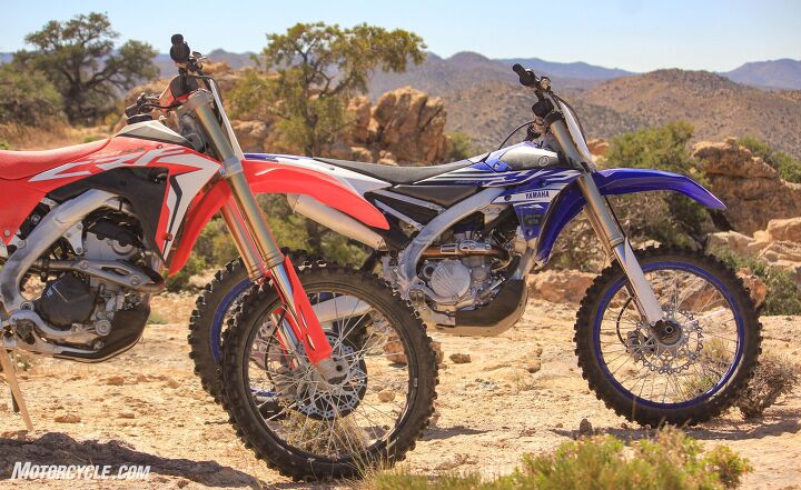 a tale of two enduros 2019 honda crf250rx vs 2019 yamaha yz250fx, Note how far rearward the Yamaha YX250FX s motor is slanted This combined with other features such as the centralized low fuel tank Yamaha claims helps with mass centralization Both test riders agreed with the Blu Cru s claims