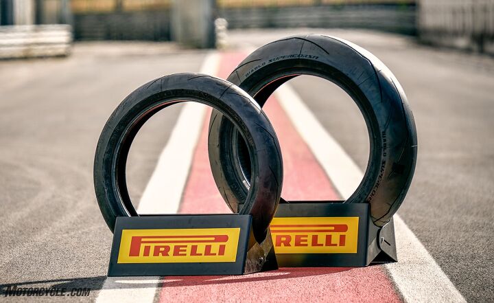seven liter bikes that left me weak in the knee pucks a sicilian love affair, Pirelli supplied an updated version of the Diablo Supercorsa SP tires to tame the beasts at Sicily s Autodromo di Pergusa