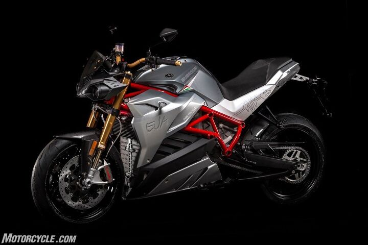 2020 electric motorcycle spec shootout, Representing the most performance oriented model of this e bike group the Energica Eva features components from Brembo Marzocchi and Bitubo just to name a few Photo Marcello Mannoni