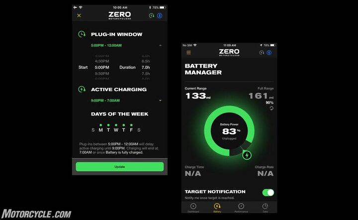 2020 electric motorcycle spec shootout, Both Harley and Zero have features that allow for cellular connectivity with your phone to provide countless amounts of information about your bike as well as the chance to alter certain settings