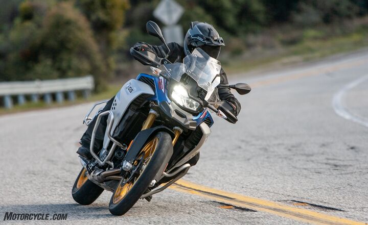 the middleweight adventure triad, Despite the 21 17 inch wheel combo the BMW handles nicely on road Also of note off road tires are a no cost option for the F 850 GSA