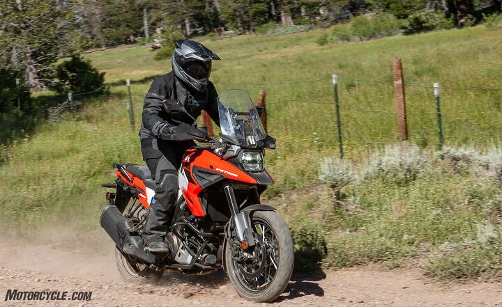 2020 honda crf1100l africa twin vs suzuki v strom 1050xt, With their standard tires both bikes push the front in sandy conditions but the V Strom s smaller wheels and street biased tires make the soft stuff especially tricky