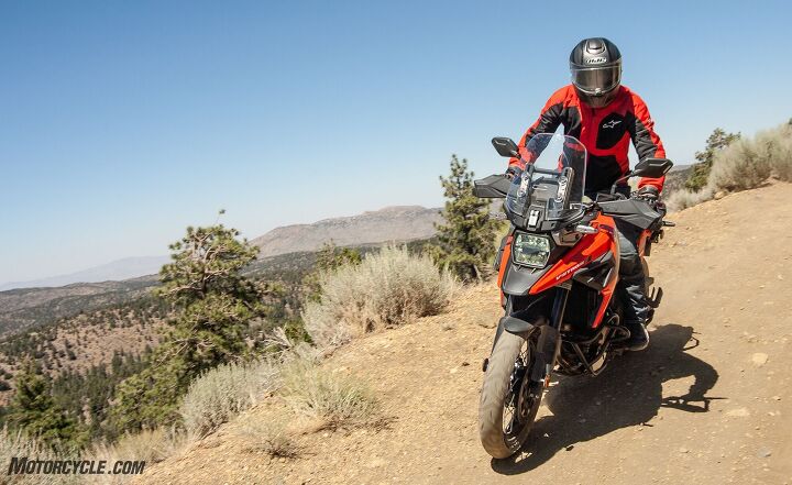 2020 honda crf1100l africa twin vs suzuki v strom 1050xt, In harder packed terrain the V Strom isn t so bad Just don t expect to push the pace