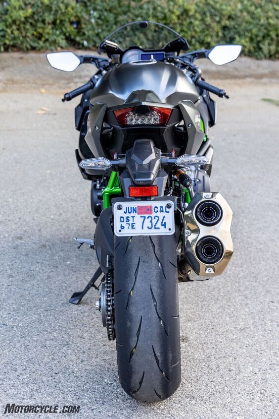 blowhards 1984 kawasaki gpz750 turbo vs 2020 kawasaki h2 carbon vs ken vreeke and, Meanwhile you ll be glad you re hunkered down when the H2 gets rolling trust us The stainless exhaust can is a thing of beauty with exhaust nozzles reminiscent of Saturn 5 boosters