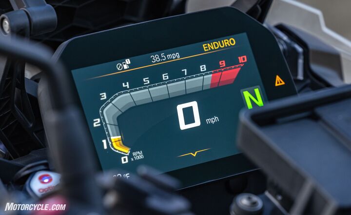 2021 middleweight adventure motorcycle shootout, The BMW s TFT display was in a class of its own