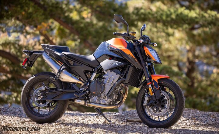 2021 six way 900 ish cc naked bike shootout, The standard 890 Duke may not have the upgraded components of the R model but it s still damn good