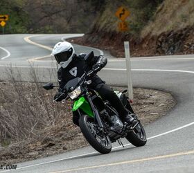 2021 kawasaki klx300sm review first ride motorcycle com, The KLX300SM s two gallon tank will require you to plan your route accordingly