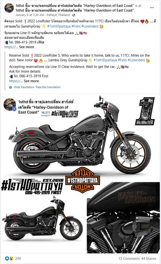 2022 harley davidson low rider s details leak motorcycle com, The original Facebook post was taken down a few days after this post went live but thankfully we had a screenshot of it ready for just this eventuality