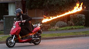 flame throwing scooter video