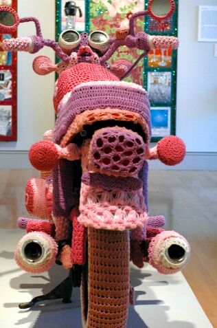 pink knitted motorcycle