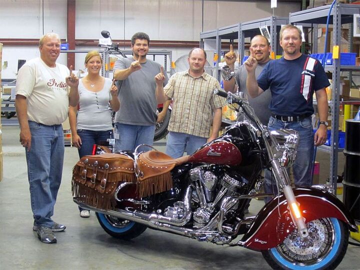 first polaris era 2012 indian motorcycle rolls off spirit lake assembly line