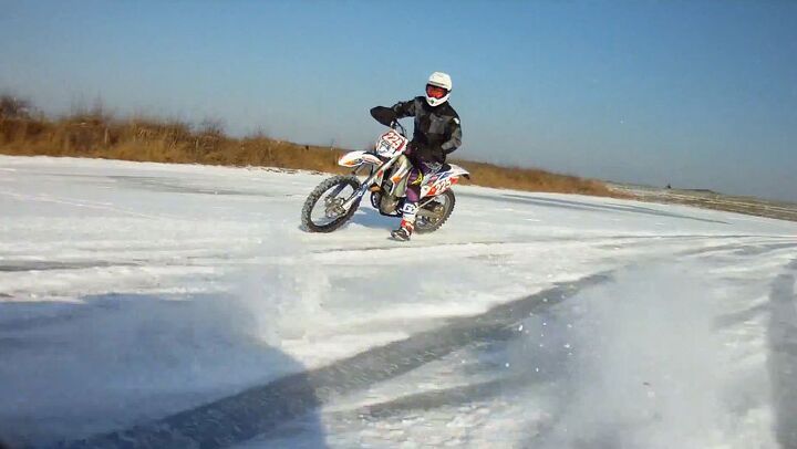 riding ktms on ice video