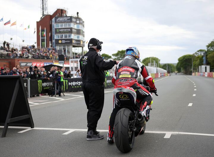 The most famous shoulder tap in all of motorsports. Welcome to the Isle of Man TT.