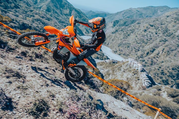 The 2024 KTM 450 XCF-W can be equipped with traction control and a quickshifter.