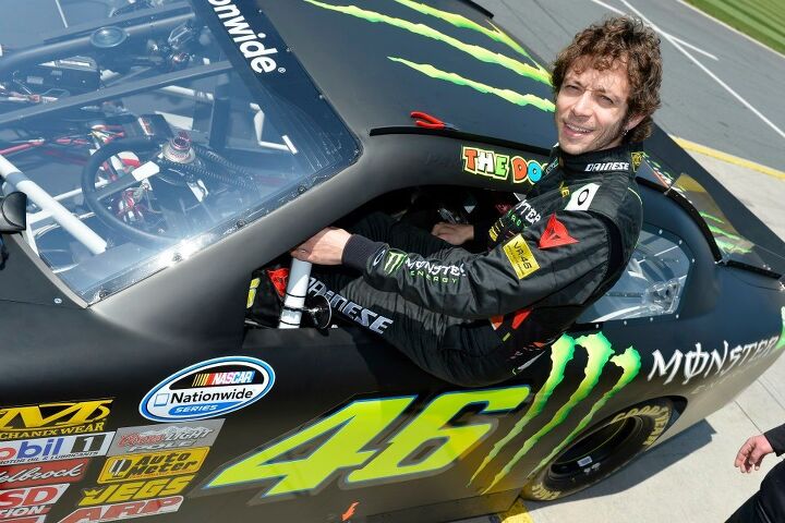 valentino rossi test drives kyle busch s nascar toyota camry