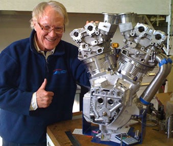 a new vertical twin for dan gurney s alligator, Dan Gurney with his 145 cu in 8 valve DOHC engine