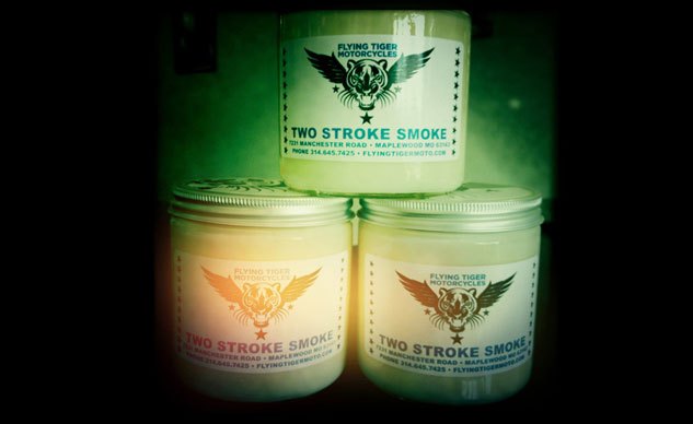 flying tiger motorcycles two stroke scented candle