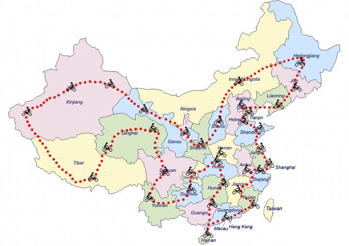 cfmoto 650tk riders set record with 21 222 mile tour of china