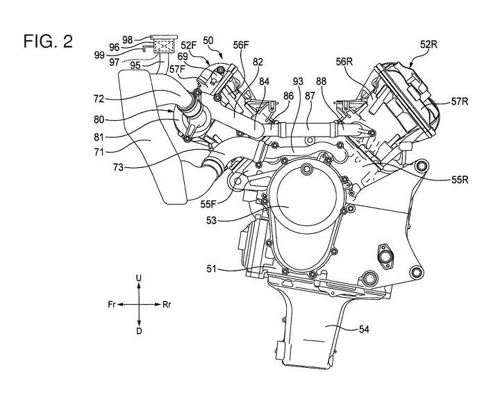 honda v4 superbike engine revealed in patent documents, The bulk of the patent focused on a new cooling system
