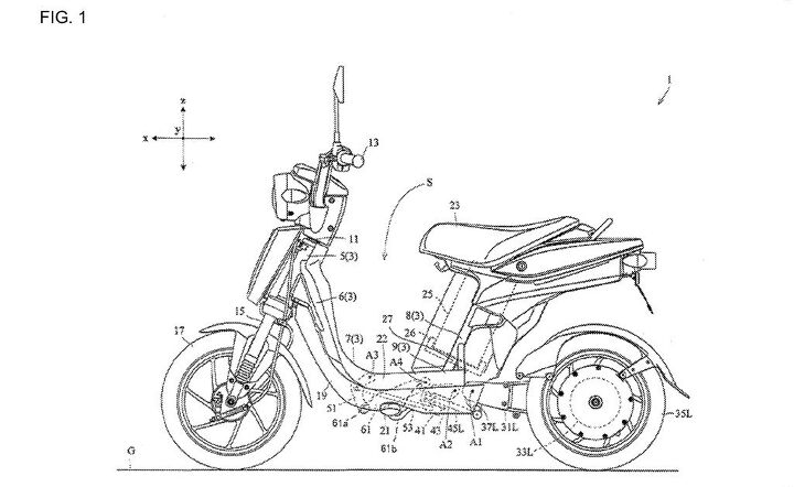 yamaha files patents for leaning three wheeled electric scooter