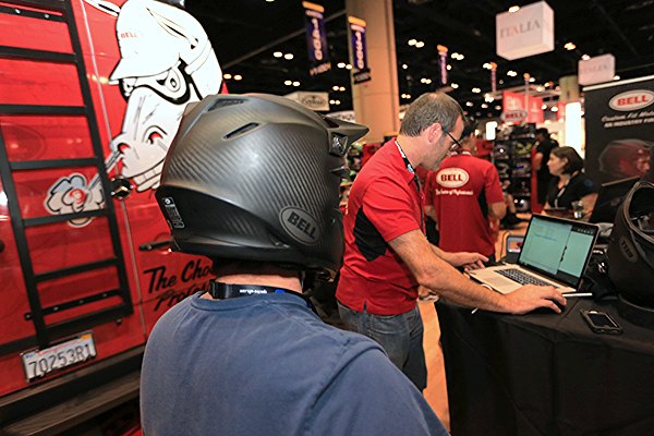 aimexpo to expand made in america pavilion in 2015, Celebrating the brand s 60th anniversary this year Bell Helmets had its Custom Fit technology available for AIMExpo attendees to experience first hand