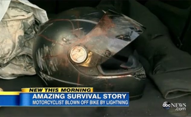 motorcyclist struck by lightning crashes survives