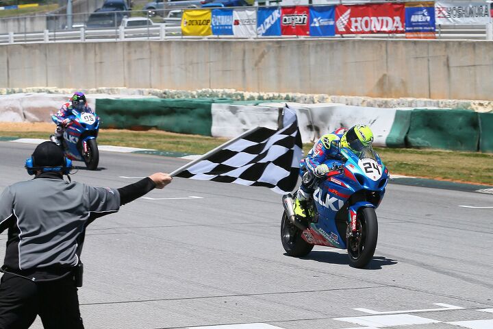 motoamerica recaps road atlanta weekend, Toni Elias 24 beat his teammate Roger Hayden 95 to the line to win the first Superbike race It was Elias s third win of the four race old season