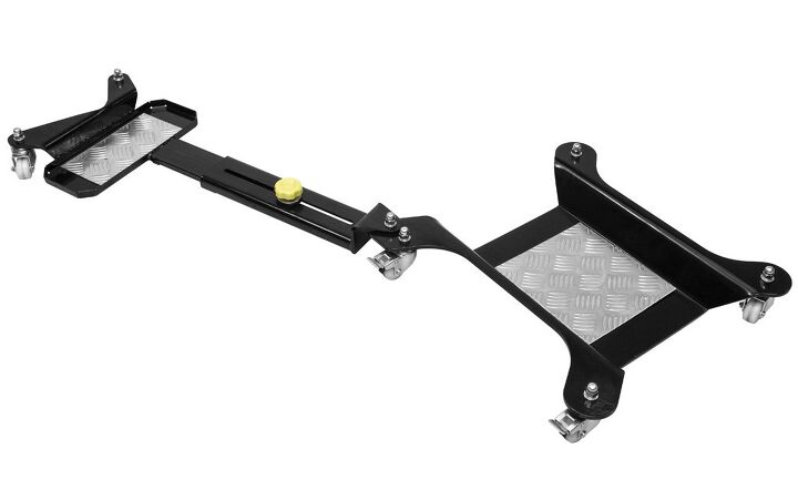 bikemaster adjustable motorcycle dolly is the perfect space solution