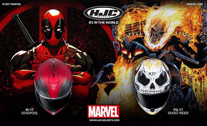 deadpool and ghost rider bust into the hjc marvel lineup