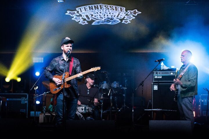 tennessee motorcycles and music revival kicks off inaugural year, Ben Haggard youngest son of Country Legend Merle Haggard performing on stage at Tennessee Motorcycles and Music Revival