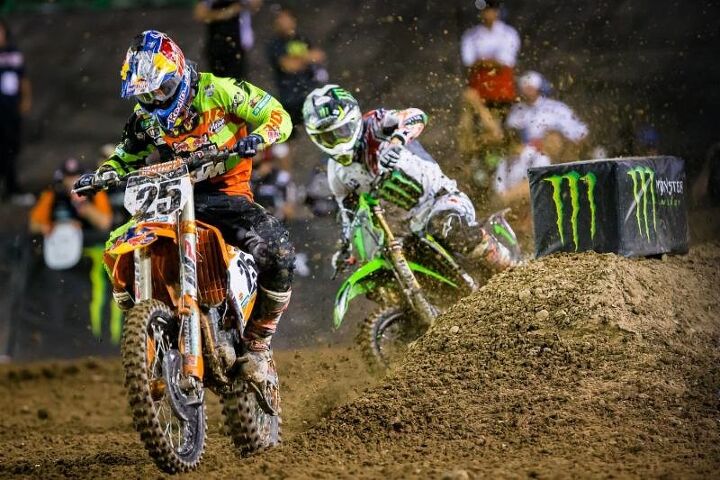 marvin musquin wins 1 million at monster energy cup, Marvin Musquin leads Eli Tomac in Main Event 1 of the Monster Energy Cup Photo Credit Feld Entertainment Inc