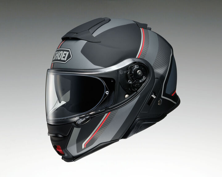 shoei neotec 2 carbon II Modular Helmet Le Lo-Rise Graphic Black White HelmetCountry.com new SENA SRL Communication System Shoei Neotec II Modular Helmet