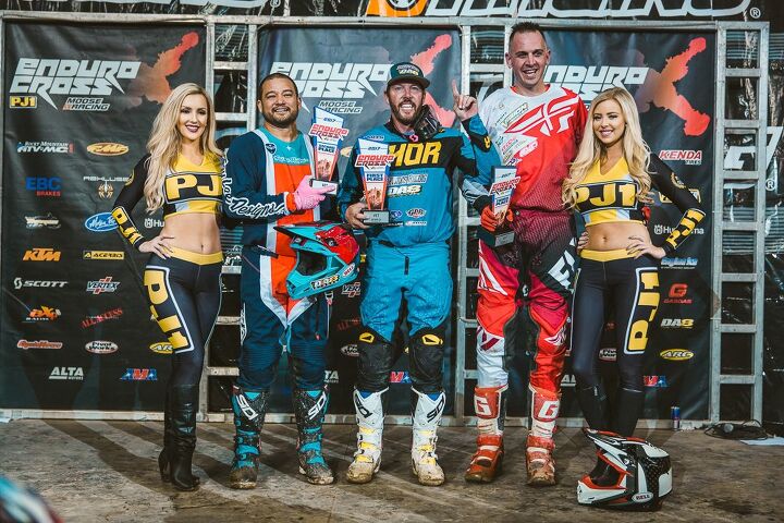 cody webb wins 2017 ama endurocross championship title, Destry Abbott center earned the Ontario win and 2017 Vet class championship Photography Tanner Yeager