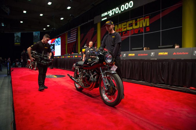 2018 mecum vintage and antique motorcycle auction wrangles 13 9m in sales, 1968 Vincent Shadow Recreation Lot F156 1 at 107 250