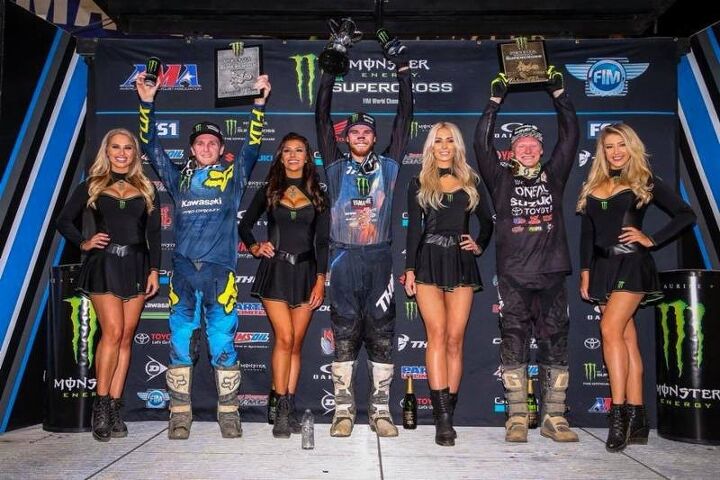 jason anderson rallies to spectacular monster energy supercross win in oakland, Aaron Plessinger maintains the Western Regional 250SX Class points lead with his second consecutive win ahead of Joey Savatgy and Justin Hill Photo credit Feld Entertainment Inc