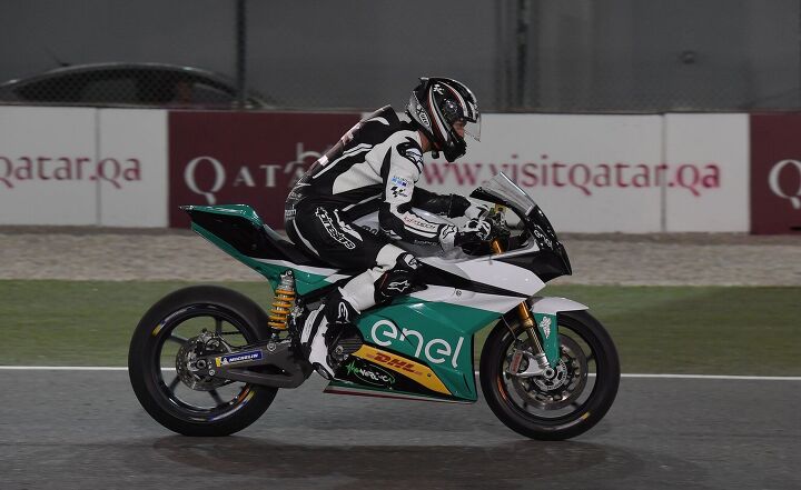 fim enel motoe makes qatar demonstration laps with energica ego corsa