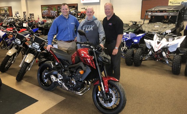 american motorcyclist association delivers yamaha fz 09 to to 2017 ama member