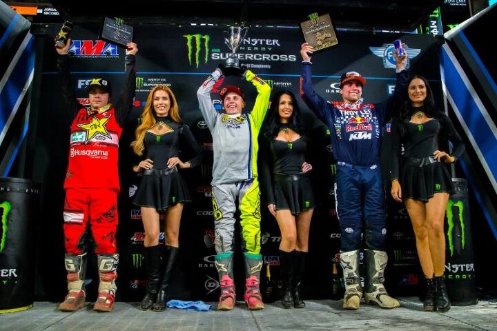 eli tomac secures 7th supercross win and triple crown championship victory in, Jeremy Martin captured his second consecutive Eastern Regional 250SX Class win and first Triple Crown victory in Minneapolis Photo credit Feld Entertainment Inc