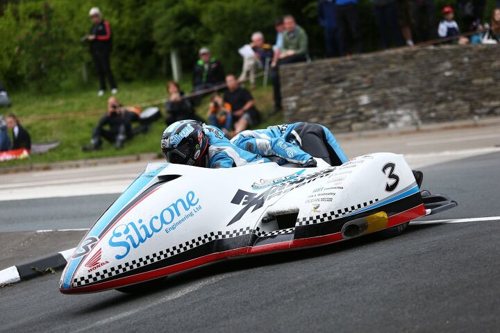 2018 isle of man tt locate im sidecar tt race 1 results, Runners up John Holden and Lee Cain Silicone Honda at Governor s in the first Sidecar TT today Photo by Stephen Davison