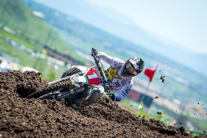 lucas oil pro motocross championship results thunder valley, The defending champion Zach Osborne was forced to surrender the red plate after a crash on the start of Moto 2 Photo Rich Shepard
