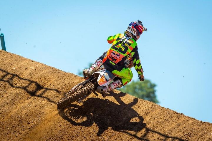 lucas oil pro motocross championship results redbud 2018, Marvin Musquin captured his second straight overall victory 2 1 and took possession of the red plate Photo Rich Shepard