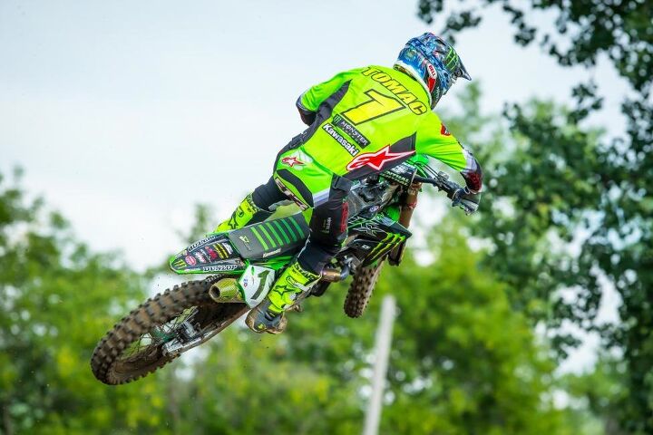 lucas oil pro motocross championship results millville 2018, The defending champion Eli Tomac captured his sixth overall 1 1 of the season and took possession of the red plate Photo Rich Shepherd