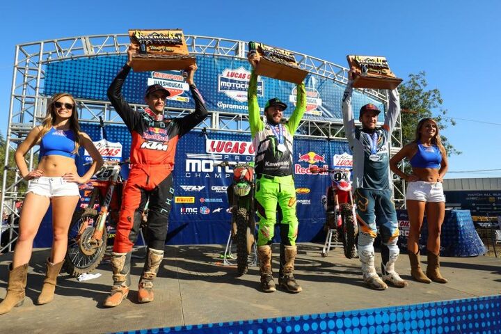 lucas oil pro motocross championship results washougal 2018, The 450 Class overall podium Photo Jeff Kardas