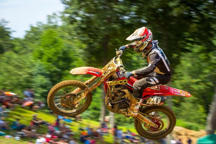 lucas oil pro motocross championship results budds creek 2018, It was a battle of the GEICO Honda s in Moto 2 as Chase Sexton finished second overall 7 2 Photo Rich Shephard