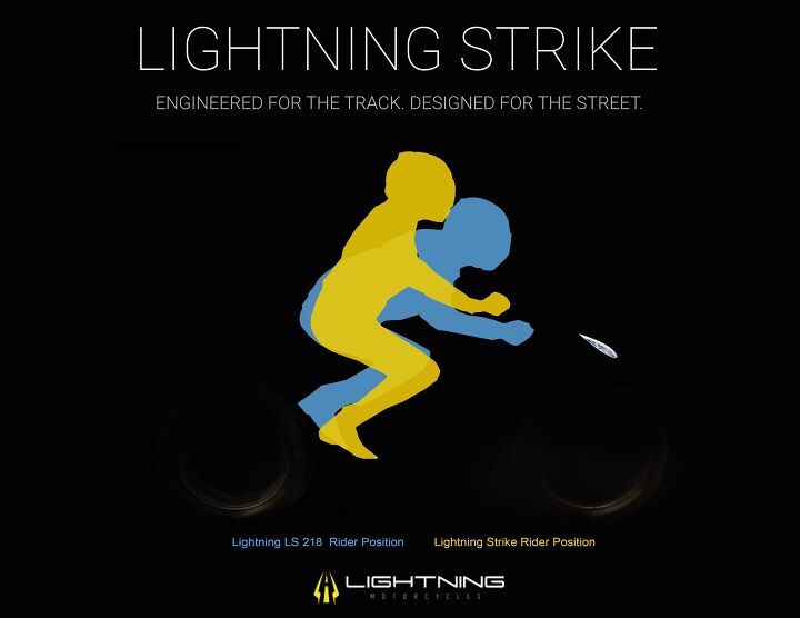 lightning teases riding position for its newest model the strike