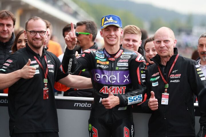 tuuli takes inaugural motoe win in germany, Niki Tuuli and team have the honor of winning the first ever MotoE race fotos courtesy AJO Motorsports