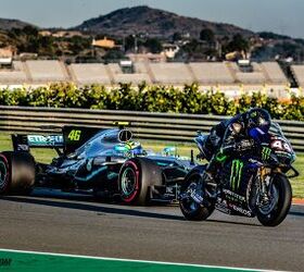 Lewis Hamilton and Valentino Rossi Swap Rides in Valencia