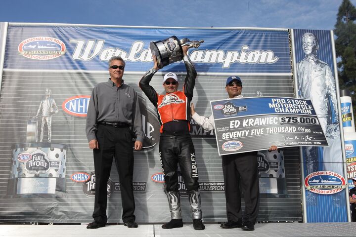 harley s ed krawiec is 2011 nhra pro stock motorcycle champ